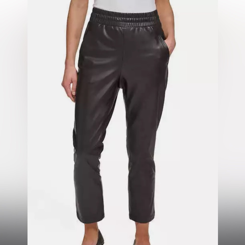 DKNY Pull-up Faux Leather Ankle Pant
